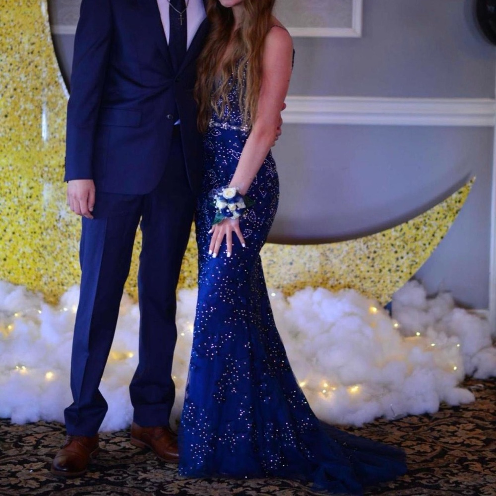 JVN by Jovani blue prom dress
